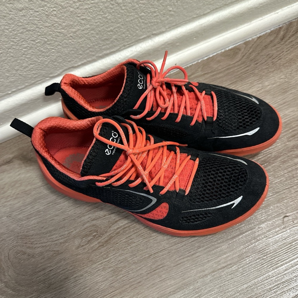 Ecco Black and Orange Sneakers